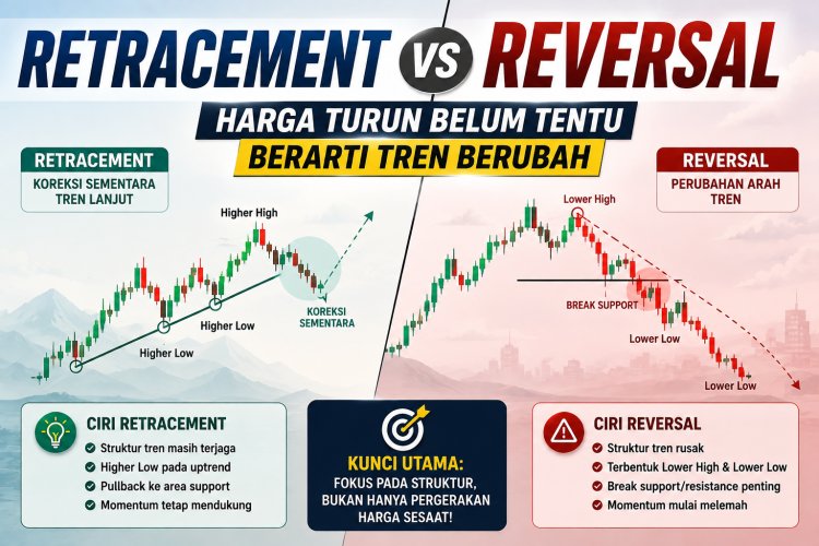 Retracement vs Reversal: Harga Turun Belum Tentu Berarti Tren Berubah